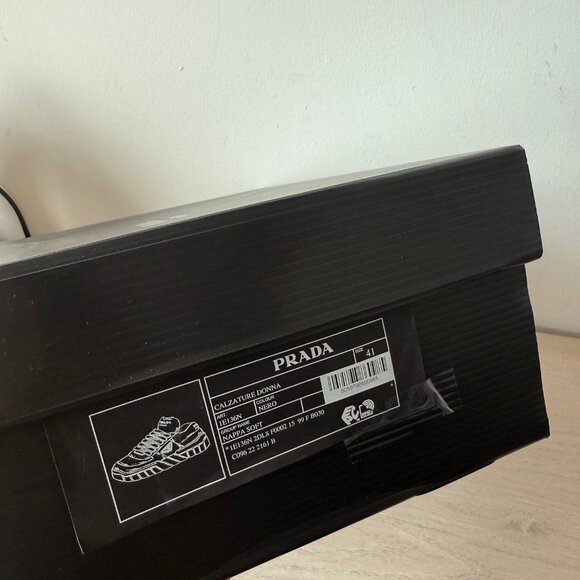NWT Prada Platform Sneakers Padded Nappa Leather Lace Up Triangle Logo - Picture 3 of 12